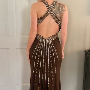 Camille Brown Y2K Beaded Criss Cross Strap Gown